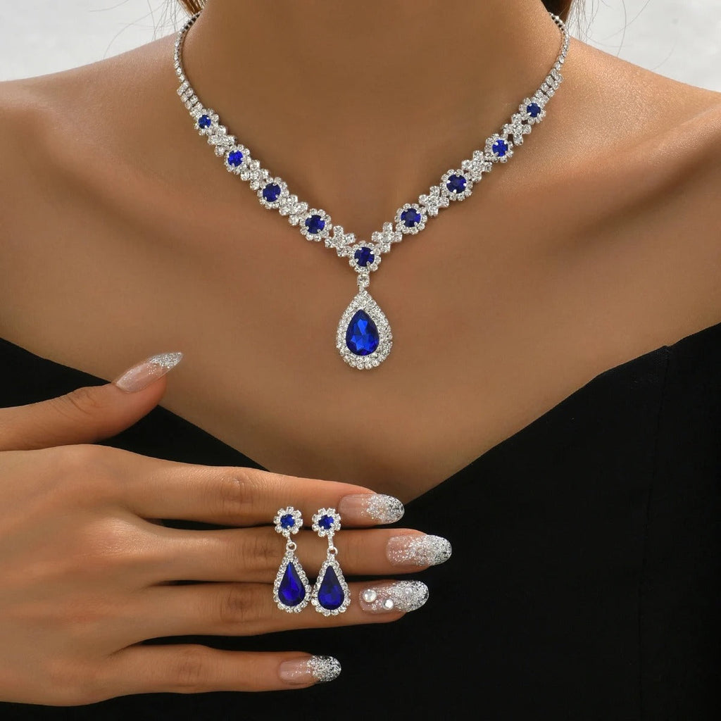 ISOBEL | EMERALD CRYSTAL NECKLACE & EARRING SET