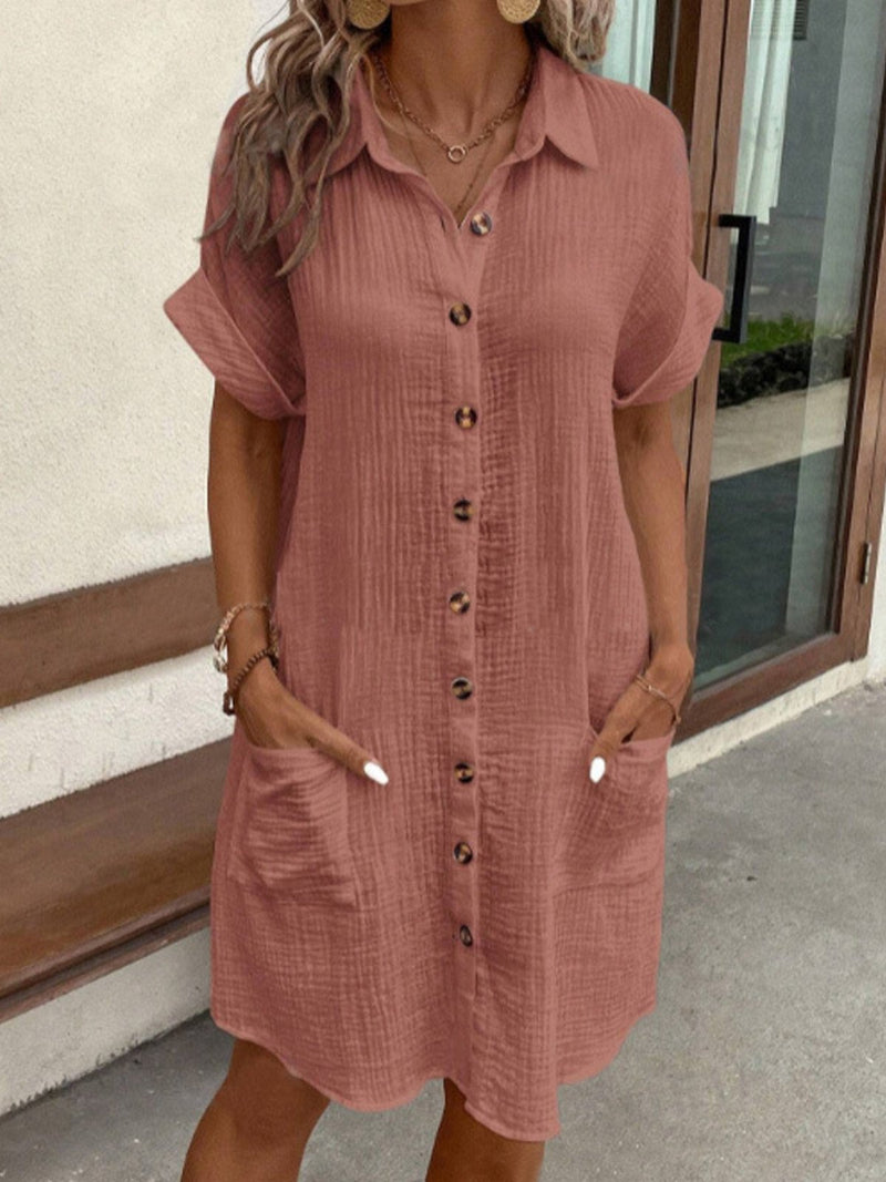 Hailey - Women’s Retro Cotton Linen Shirt Dress Bennet & Stone London