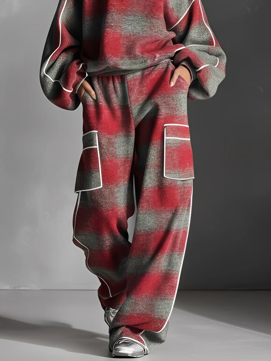 SABRINA | PLAID COLOUR-BLOCK LOUNGEWEAR SET